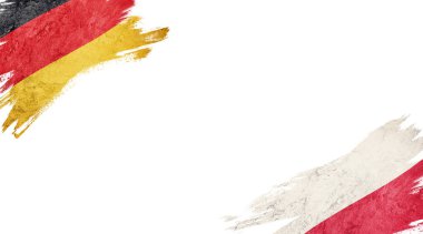 Beyaz Arkaplanda Almanya ve Polonya Bayrakları